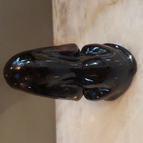 Vintage Hand painted  REDWARE Ceramic Clay Glazed Black Hound Dog Made in Japan - Picture 3 of 8